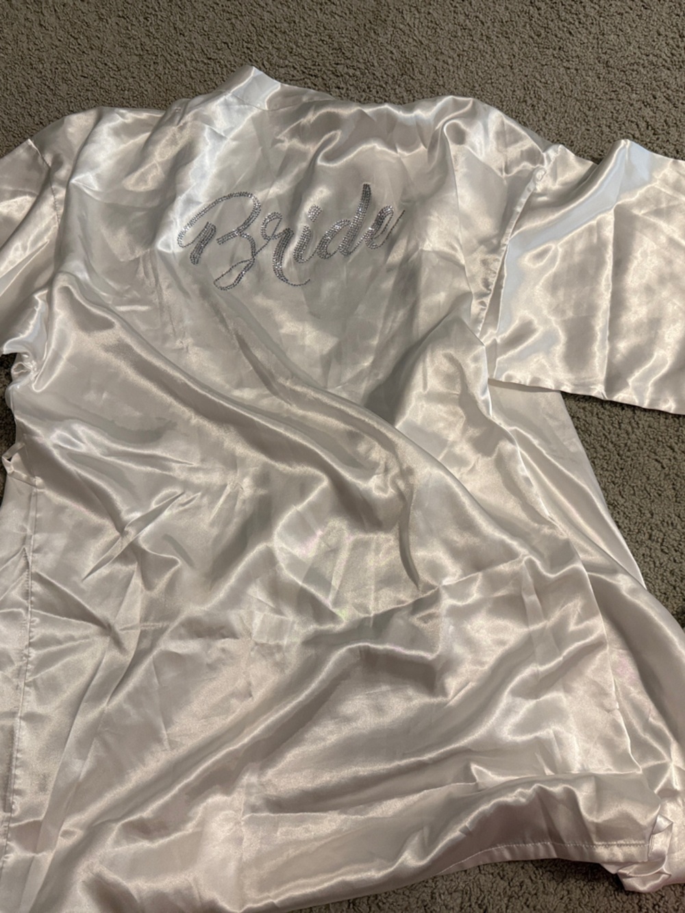 Source Unknown White Satin Robe with 'Bride' Script